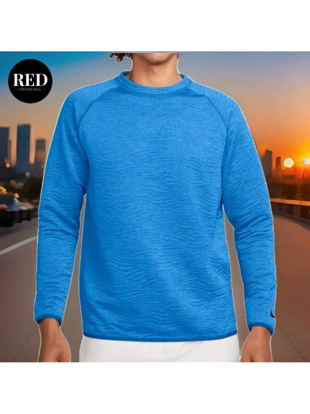 Nike Tour Dri-FIT Golf Crew Sweatshirt Sky Blue FD5835-435 - Men's Size L